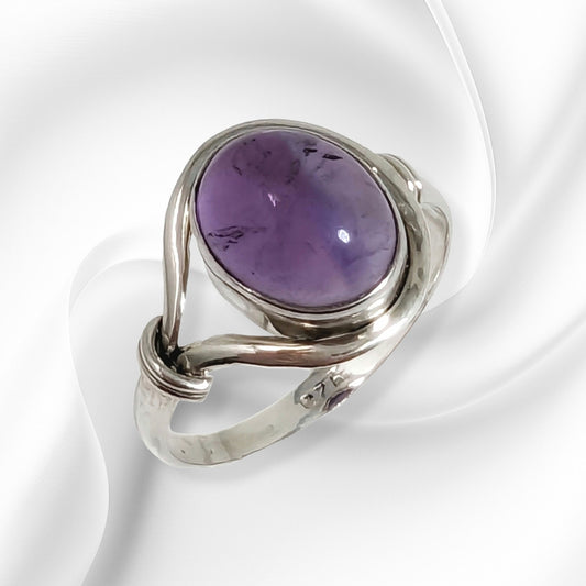925 Sterling Silver Women's Ring With Authentic Amethyst Gemstone