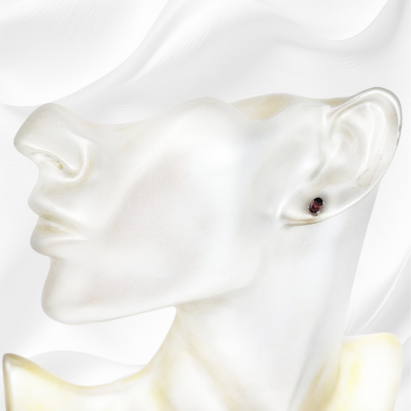 925 Sterling Silver Stud Earrings with Authentic Red Garnet Gemstones