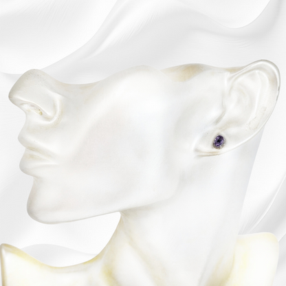 925 Sterling Silver Stud Earrings with Authentic  Amethyst Gemstones