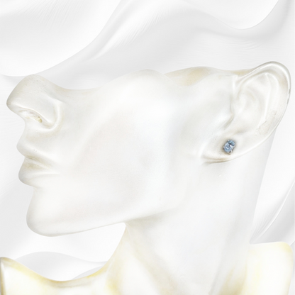 925 Sterling Silver Stud Earrings with Authentic Blue Topaz