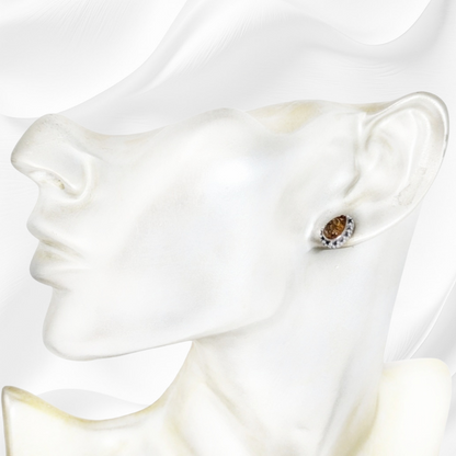 Sterling Silver Earrings With Authentic Natural Amber