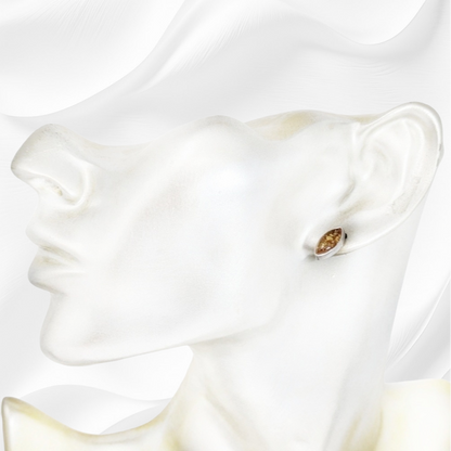 Sterling Silver Earrings With Authentic Natural Amber