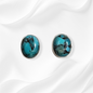 925 Sterling Silver Stud Earrings with Authentic Blue Copper Turquoise Gemstones