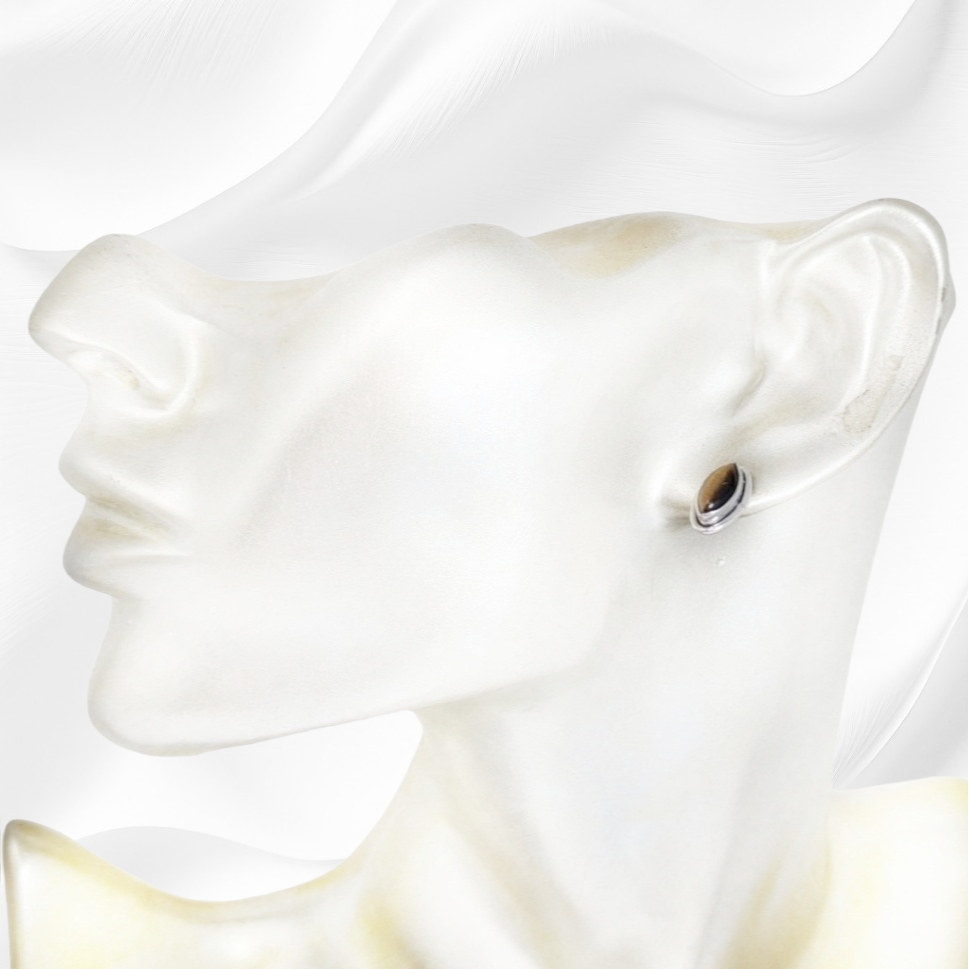 Sterling Silver Earrings With Authentic Tiger's Eye Gemstones