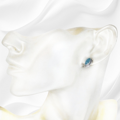 Sterling Silver Earrings With Authentic Blue Chalcedony Gemstones