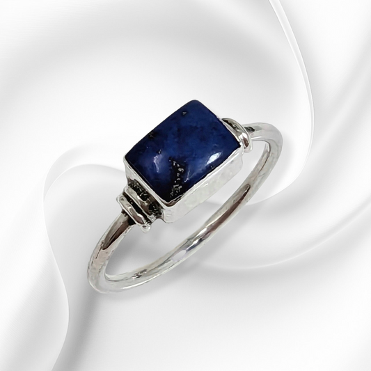 925 Sterling Silver Women's Ring With Authentic Lapis Lazuli Gemstone