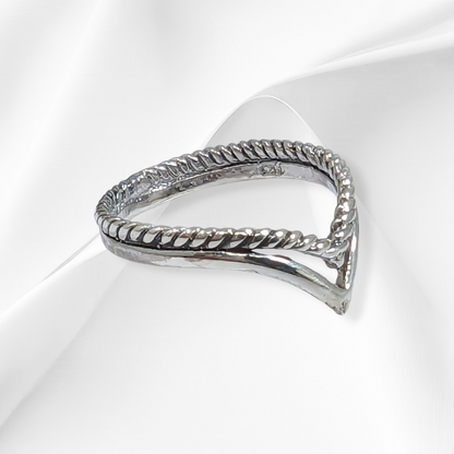 925 Sterling Silver Women Ring *Silver Chevron Ring