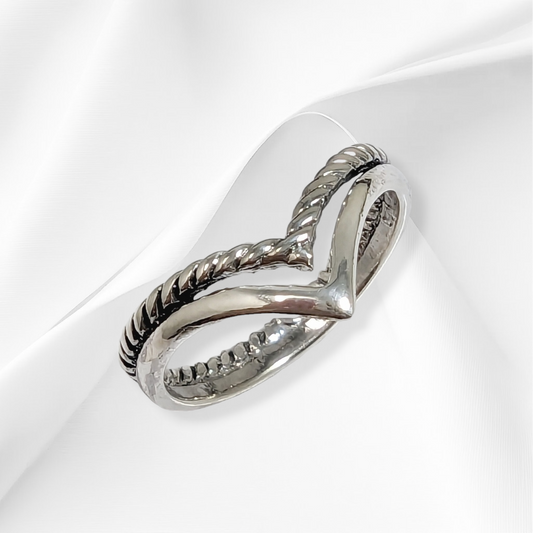 925 Sterling Silver Women Ring *Silver Chevron Ring