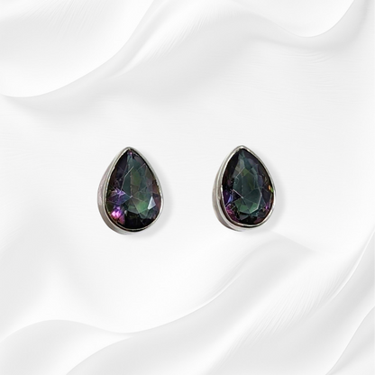 925 Sterling Silver Stud Earrings with Authentic Mystic Topaz