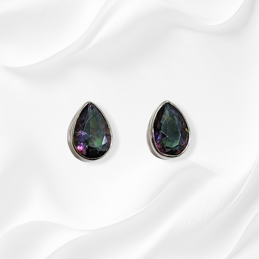 925 Sterling Silver Stud Earrings with Authentic Mystic Topaz
