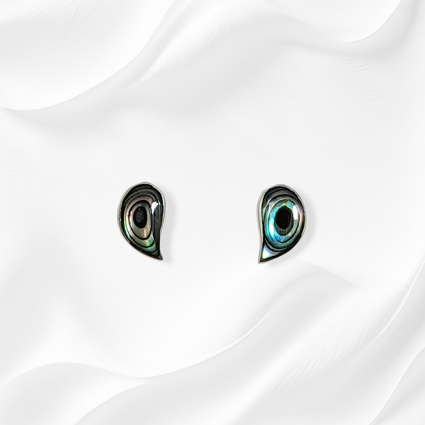 925 Sterling Silver Stud Earrings with Authentic Mother of Pearl *Abalone