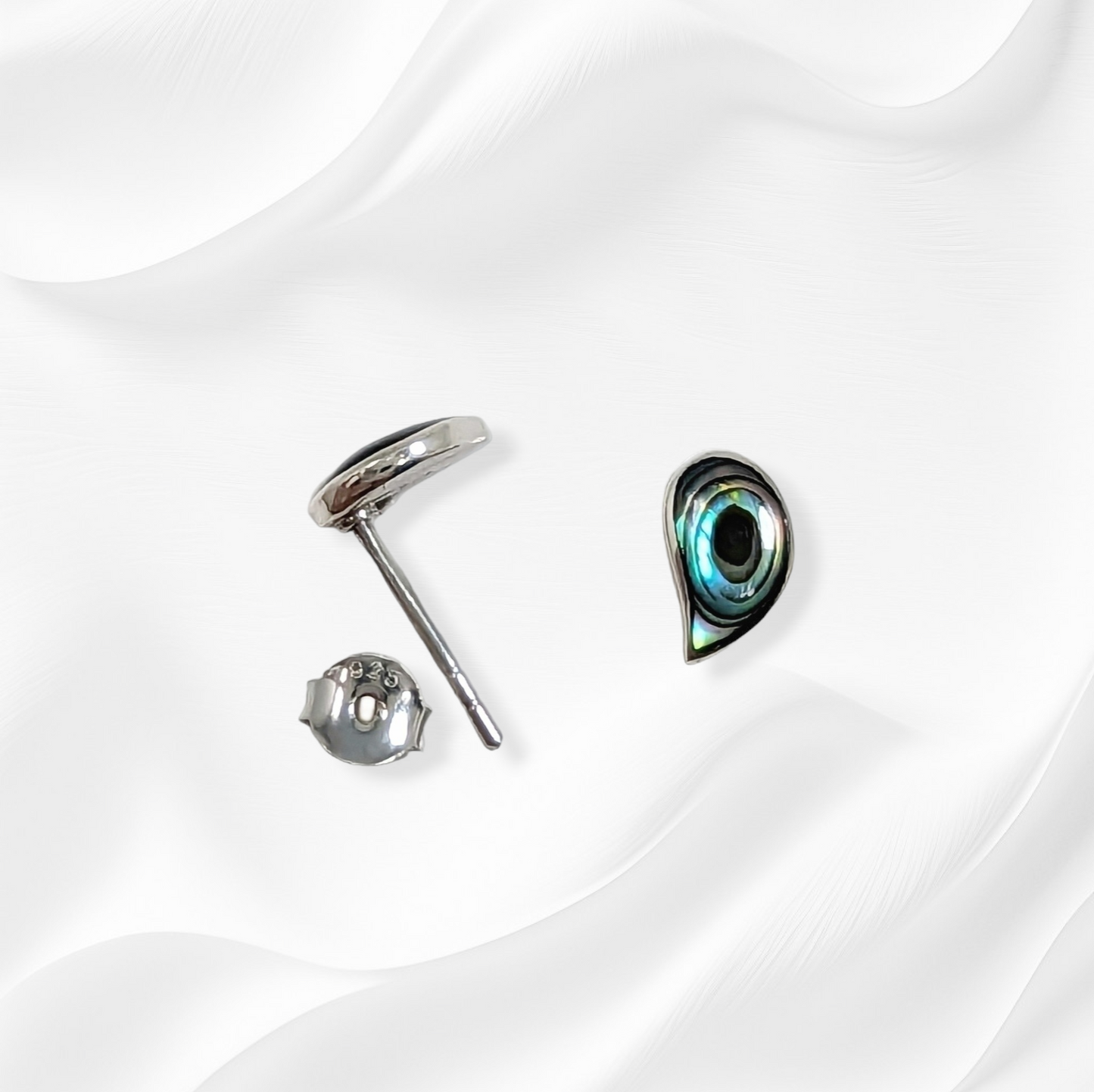 925 Sterling Silver Stud Earrings with Authentic Mother of Pearl *Abalone