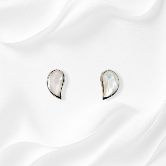 925 Sterling Silver Stud Earrings with Authentic Mother of Pearl