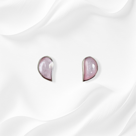 925 Sterling Silver Stud Earrings with Authentic Mother of Pearl