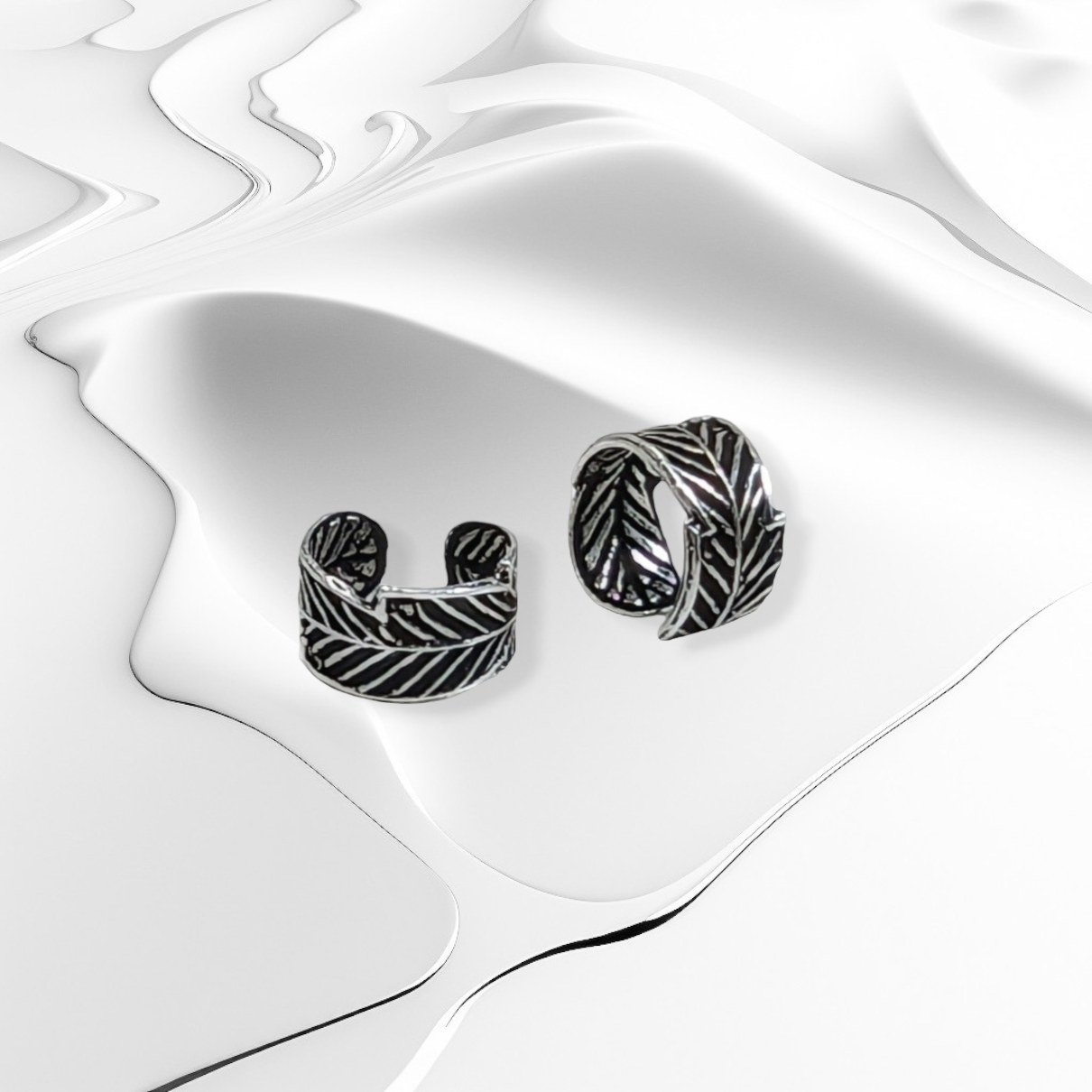 925 Sterling Silver Ear Cuffs Earrings *Leaf Ear Cuffs Earrings