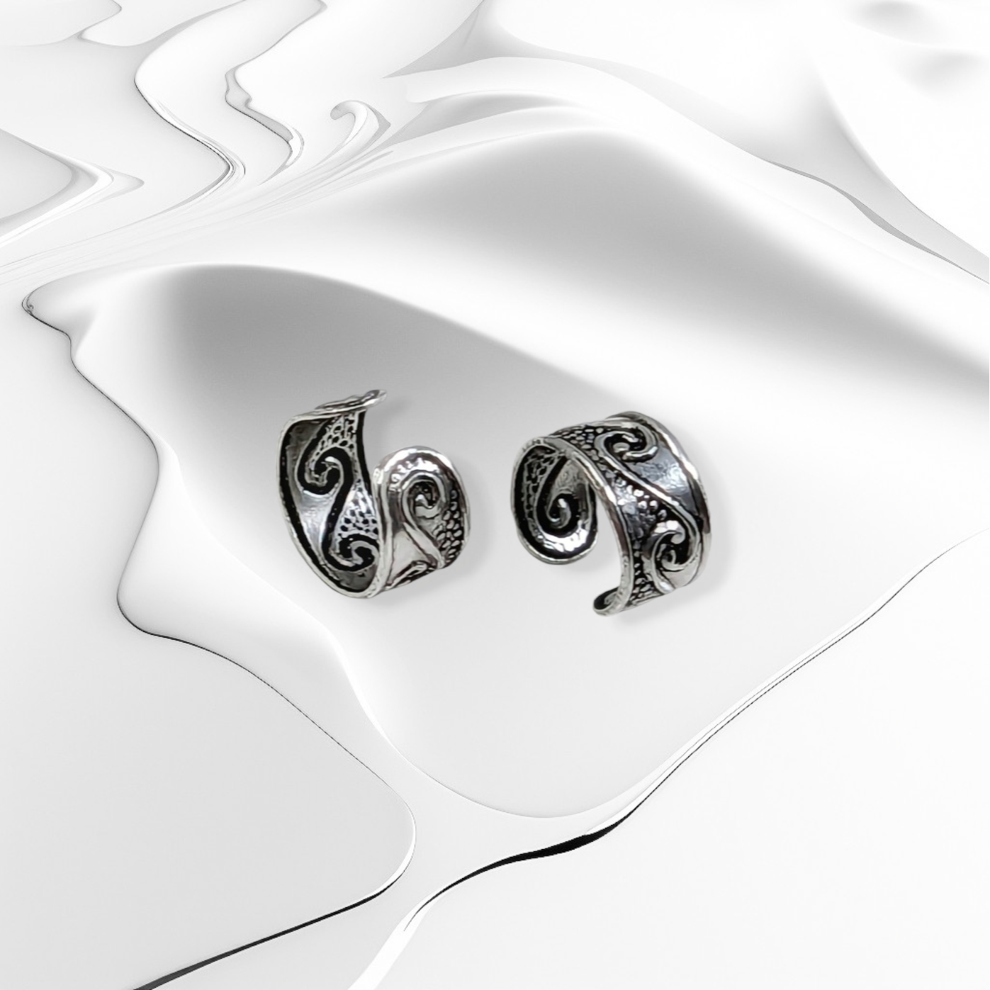 925 Sterling Silver Ear Cuffs Earrings *Wave Ear Cuffs Earrings