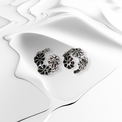 925 Sterling Silver Ear Cuffs Earrings *Flowers Ear Cuffs Earrings
