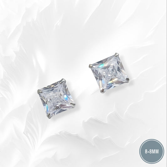 925 Sterling Silver Stud Earrings with Cubic Zirconia Crystals
