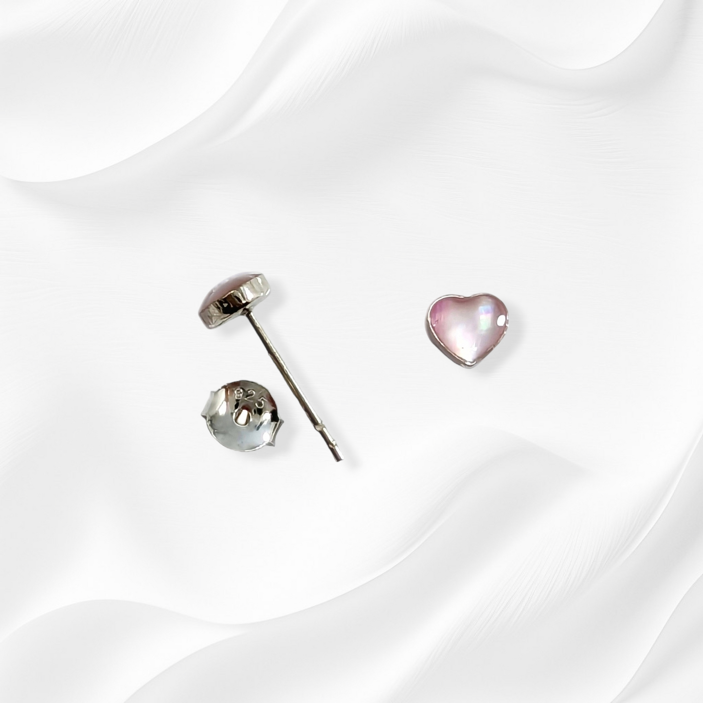 925 Sterling Silver Stud Earrings with Authentic Mother of Pearl