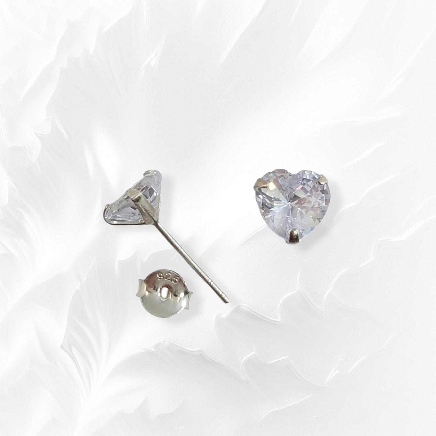 925 Sterling Silver Stud Earrings with Cubic Zirconia Crystals