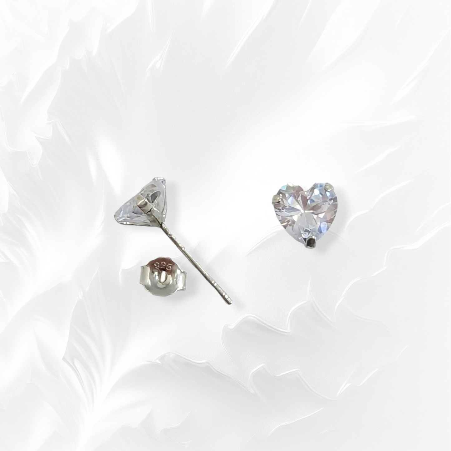 925 Sterling Silver Stud Earrings with Cubic Zirconia Crystals