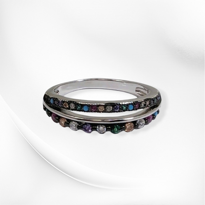 Genuine 925 Sterling Silver Women's Ring with Cubic Zirconia Crystals