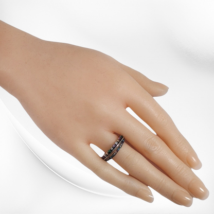 Genuine 925 Sterling Silver Women's Ring with Cubic Zirconia Crystals