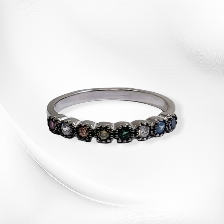 Genuine 925 Sterling Silver Women's Ring with Cubic Zirconia Crystals