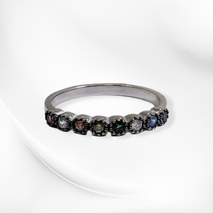 Genuine 925 Sterling Silver Women's Ring with Cubic Zirconia Crystals