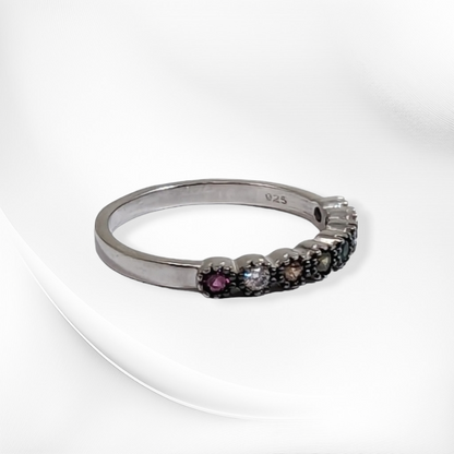 Genuine 925 Sterling Silver Women's Ring with Cubic Zirconia Crystals