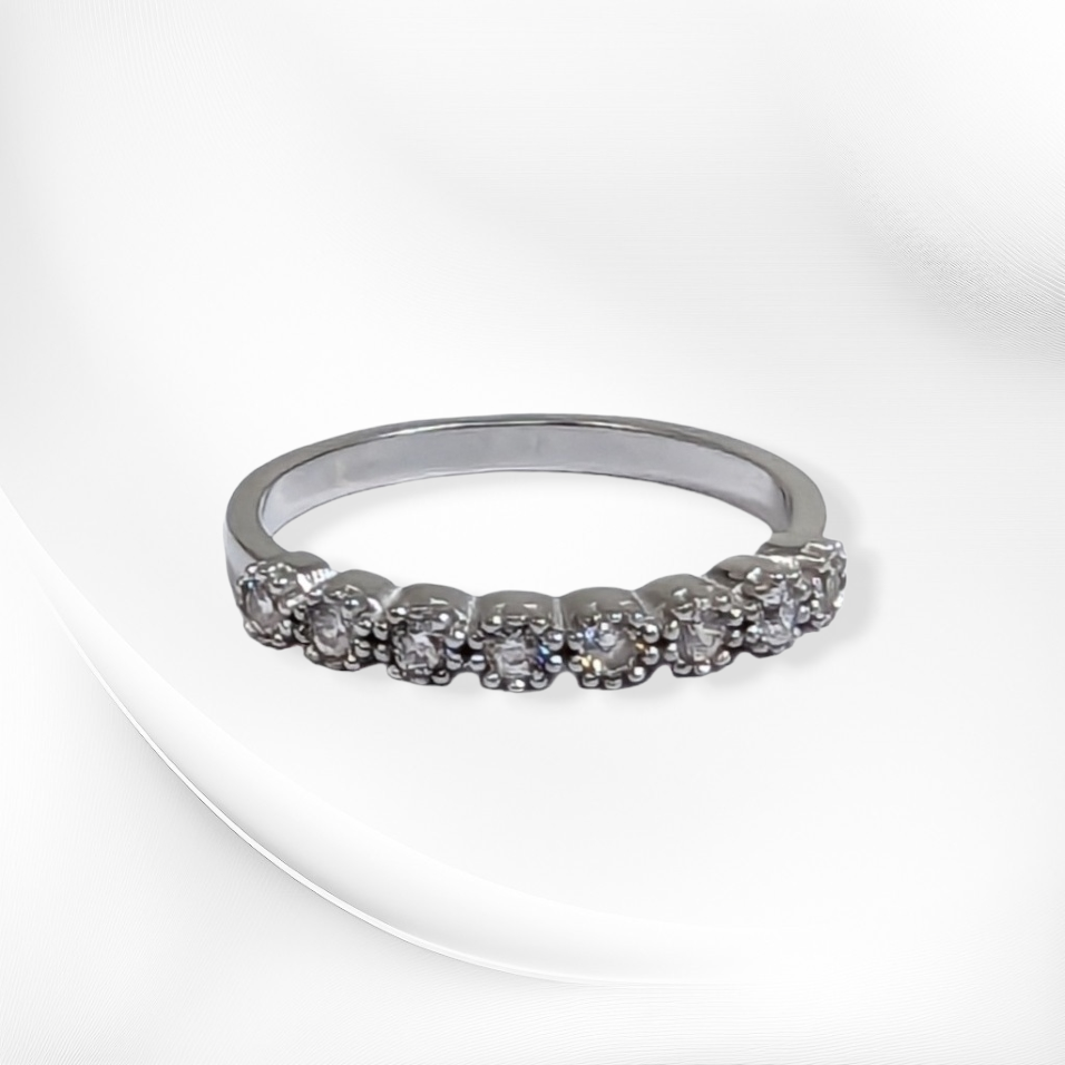 Genuine 925 Sterling Silver Women's Ring with Cubic Zirconia Crystals
