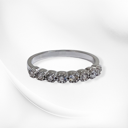Genuine 925 Sterling Silver Women's Ring with Cubic Zirconia Crystals