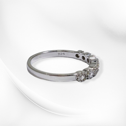 Genuine 925 Sterling Silver Women's Ring with Cubic Zirconia Crystals