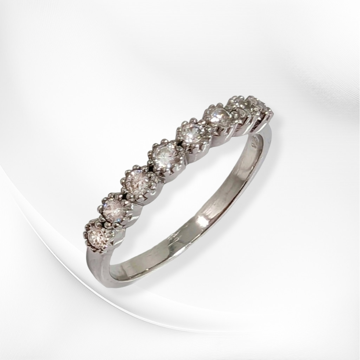 Genuine 925 Sterling Silver Women's Ring with Cubic Zirconia Crystals