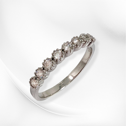 Genuine 925 Sterling Silver Women's Ring with Cubic Zirconia Crystals