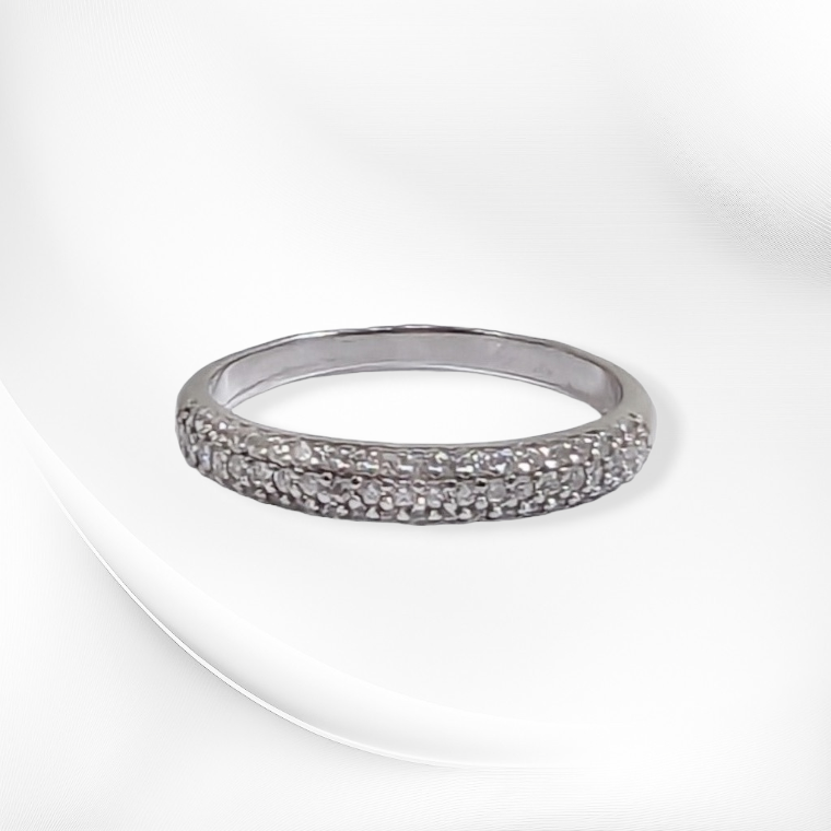 Genuine 925 Sterling Silver Women's Ring with Cubic Zirconia Crystals