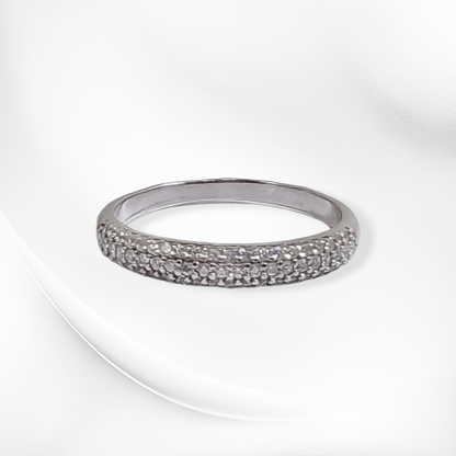 Genuine 925 Sterling Silver Women's Ring with Cubic Zirconia Crystals