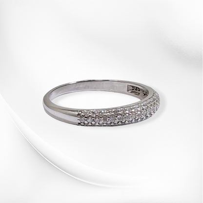 Genuine 925 Sterling Silver Women's Ring with Cubic Zirconia Crystals