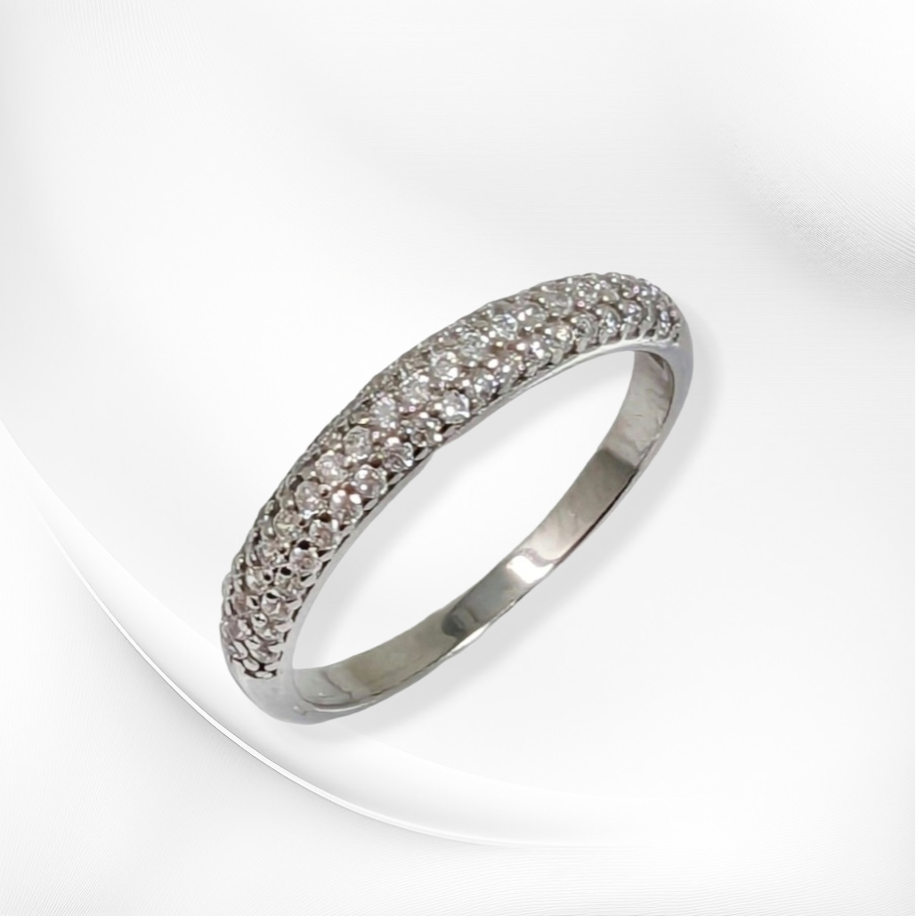 Genuine 925 Sterling Silver Women's Ring with Cubic Zirconia Crystals