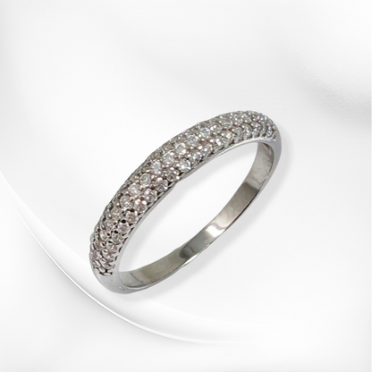 Genuine 925 Sterling Silver Women's Ring with Cubic Zirconia Crystals