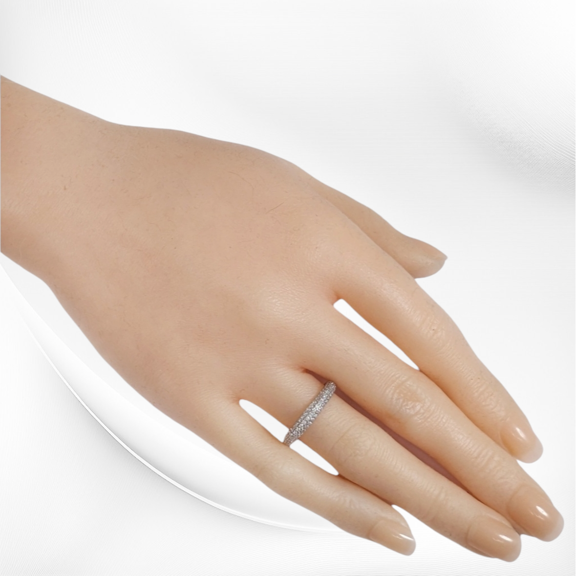 Genuine 925 Sterling Silver Women's Ring with Cubic Zirconia Crystals