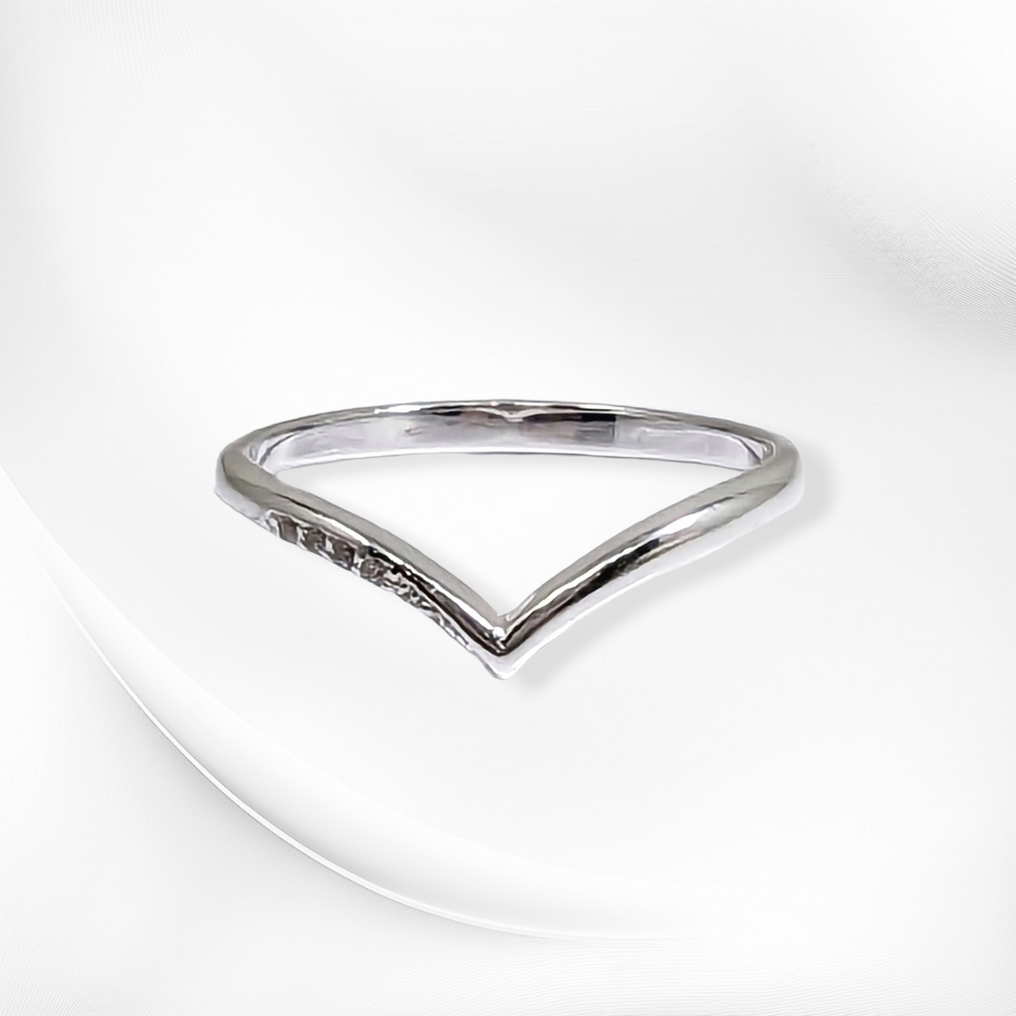 Genuine 925 Sterling Silver Thin Women's Ring with Cubic Zirconia Crystals