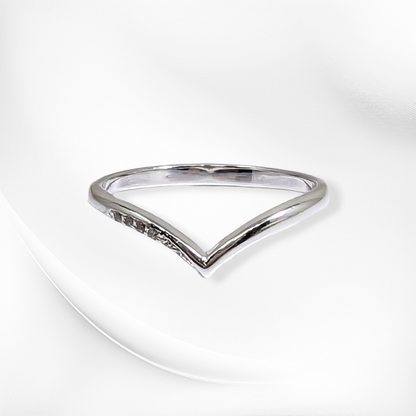 Genuine 925 Sterling Silver Thin Women's Ring with Cubic Zirconia Crystals