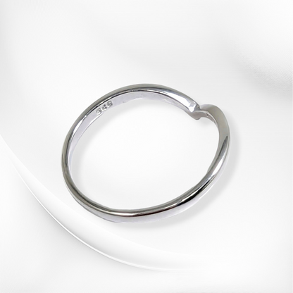 Genuine 925 Sterling Silver Thin Women's Ring with Cubic Zirconia Crystals