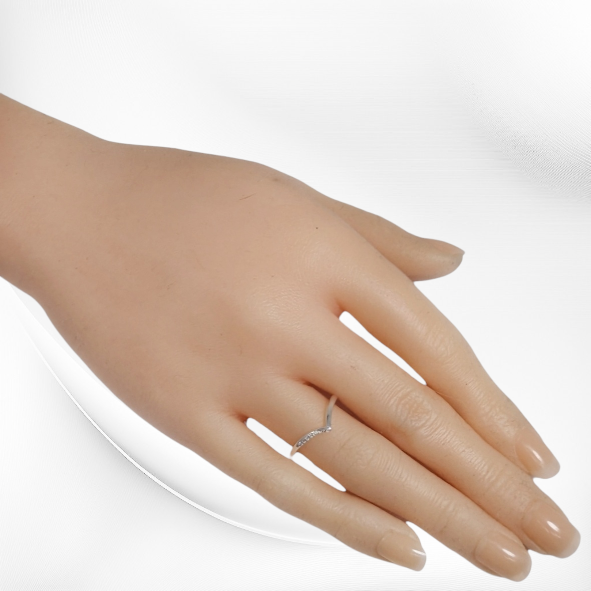 Genuine 925 Sterling Silver Thin Women's Ring with Cubic Zirconia Crystals