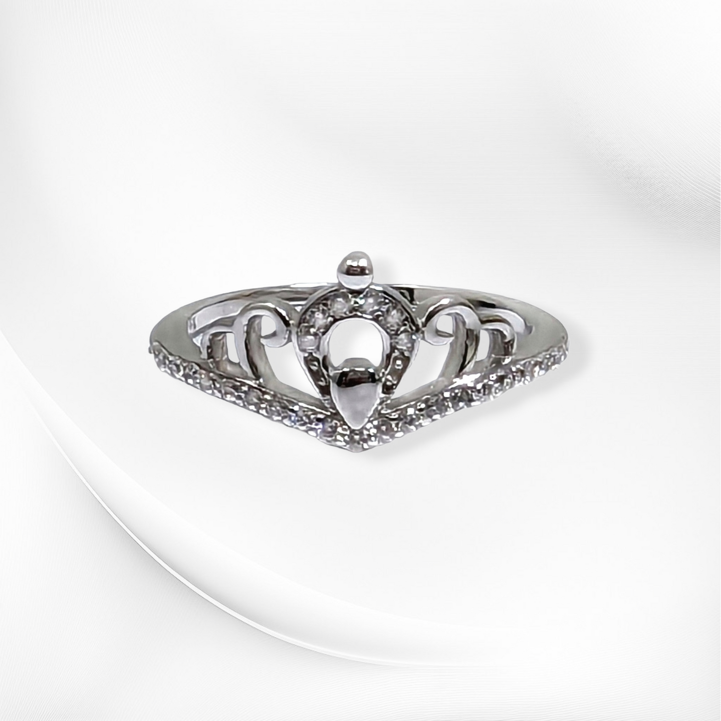 925 Sterling Silver Women's Ring with Cubic Zirconia Crystals *Crown Silver Ring