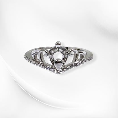 925 Sterling Silver Women's Ring with Cubic Zirconia Crystals *Crown Silver Ring