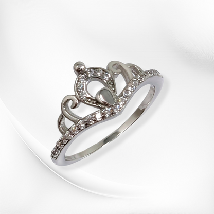 925 Sterling Silver Women's Ring with Cubic Zirconia Crystals *Crown Silver Ring