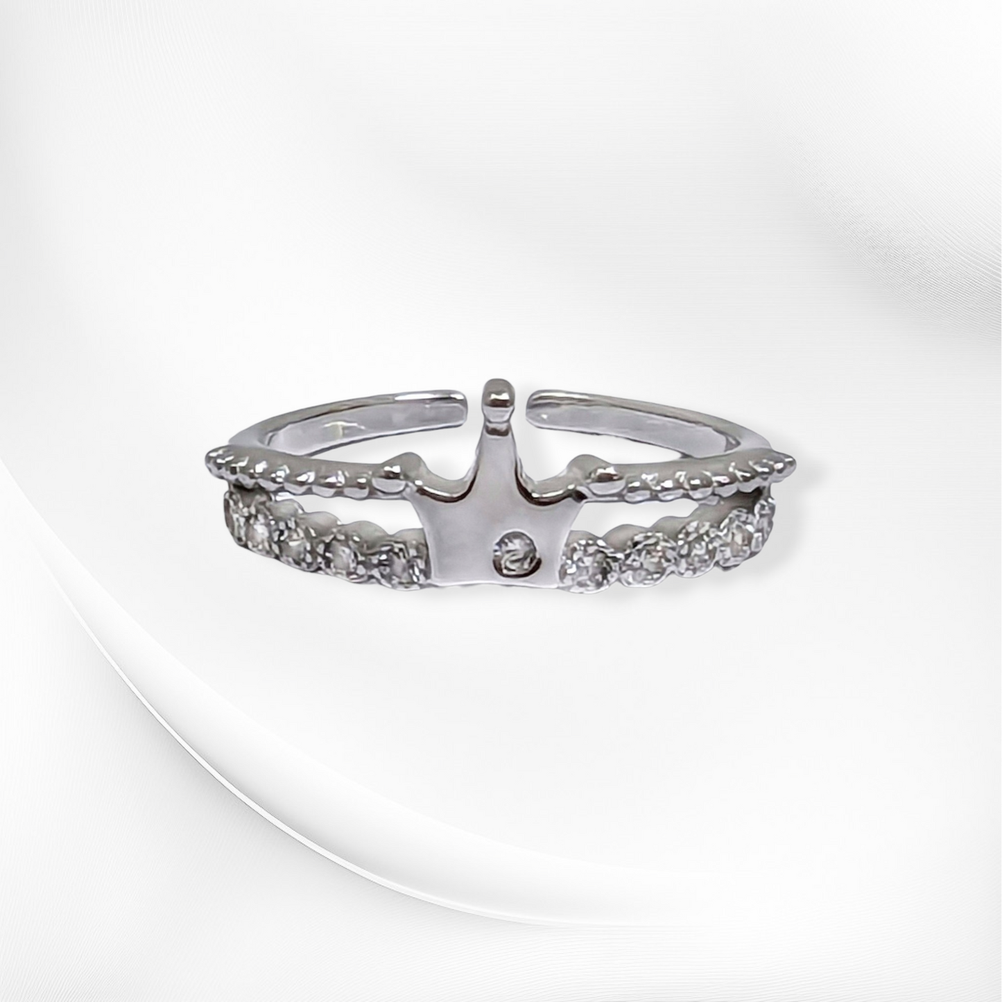 925 Sterling Silver Women's Ring with Cubic Zirconia Crystals *Crown Silver Ring