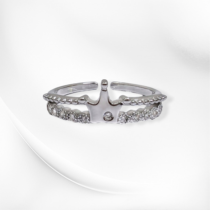 925 Sterling Silver Women's Ring with Cubic Zirconia Crystals *Crown Silver Ring
